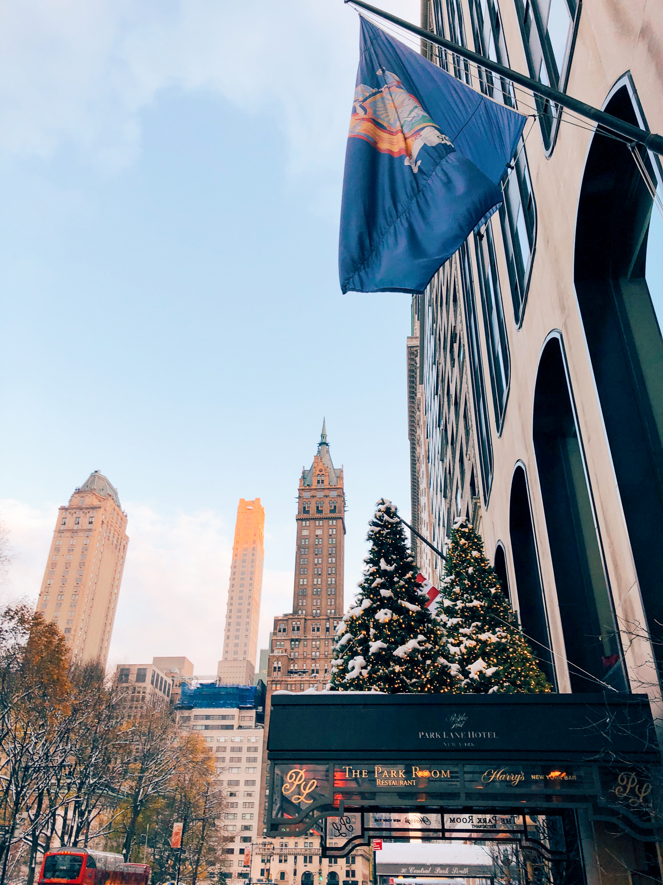 Central Park South hotels decorated for the holidays